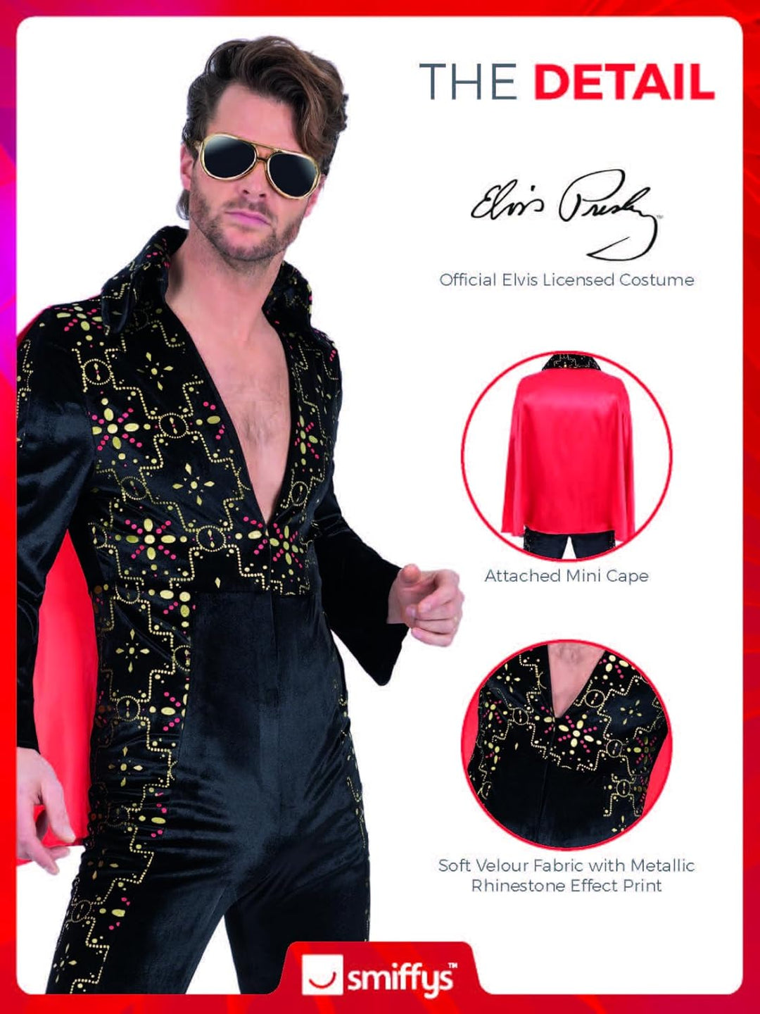 Smiffys Elvis Black Rhinestone Costume