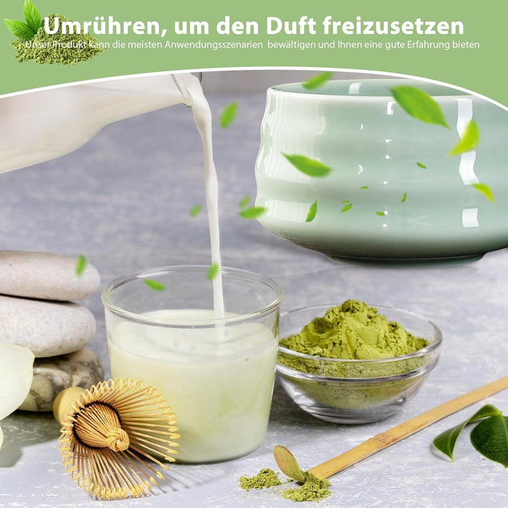 Matcha Tee Set, Matcha Besen Set mit Matcha-Schneebesen, Matcha Schale aus Keramik, 2 Teelöffel, Jap