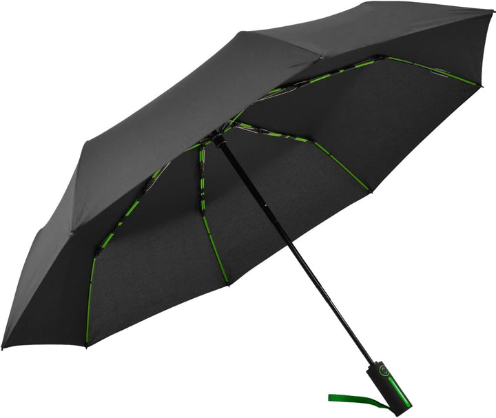 iX-brella Big Fiberglas Taschenschirm 104cm mit farbigen Doppel-Speichen - schwarz-grün, Schwarz-grü