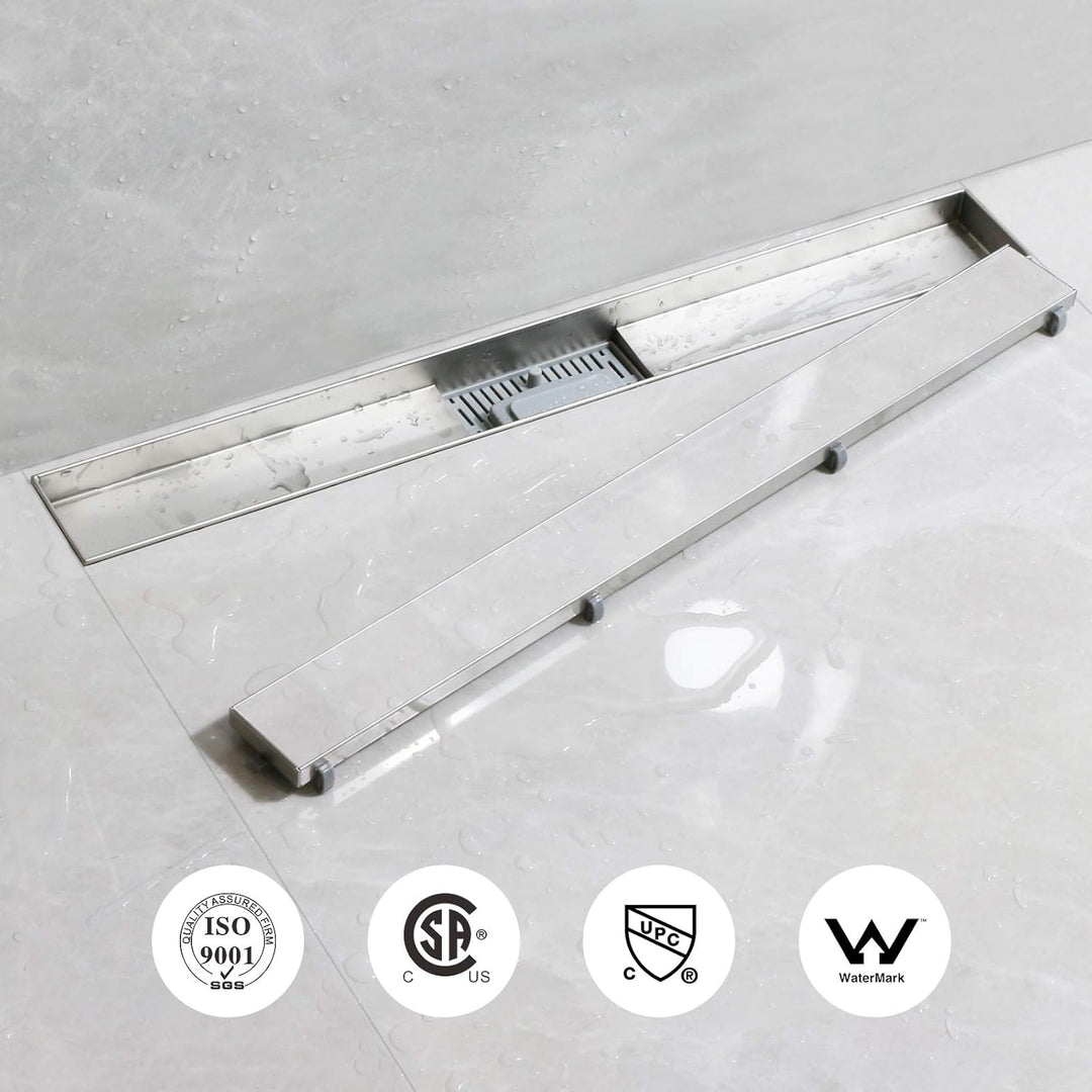 SaniteModar Duschrinne 80cm, Siphon mit Geruchsstop und Haarfilter, Bodenablauf, Befliesbar, Badezim