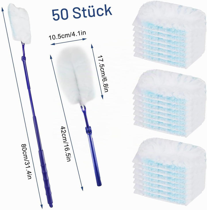 51 Stück für Swiffer Staubwedel Ersatz-Set, Staubfangdecken für Swiffer Duster, Staubfänger, mit 1 S