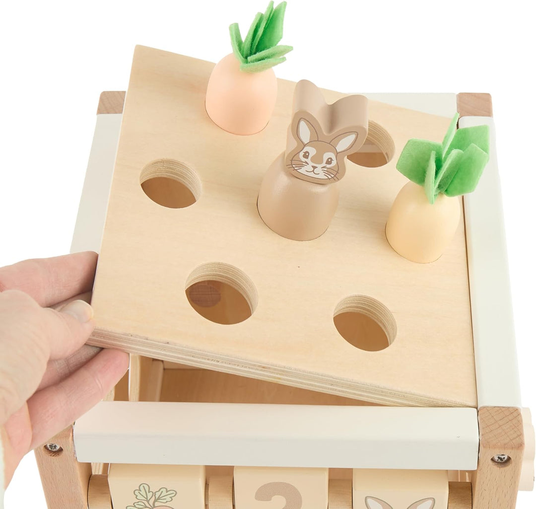 Bieco Motorikwürfel Hase Fine nachhaltiges Holz FSC® | Spielwürfel Baby | Motorikwürfel ab 1 Jahr Ac