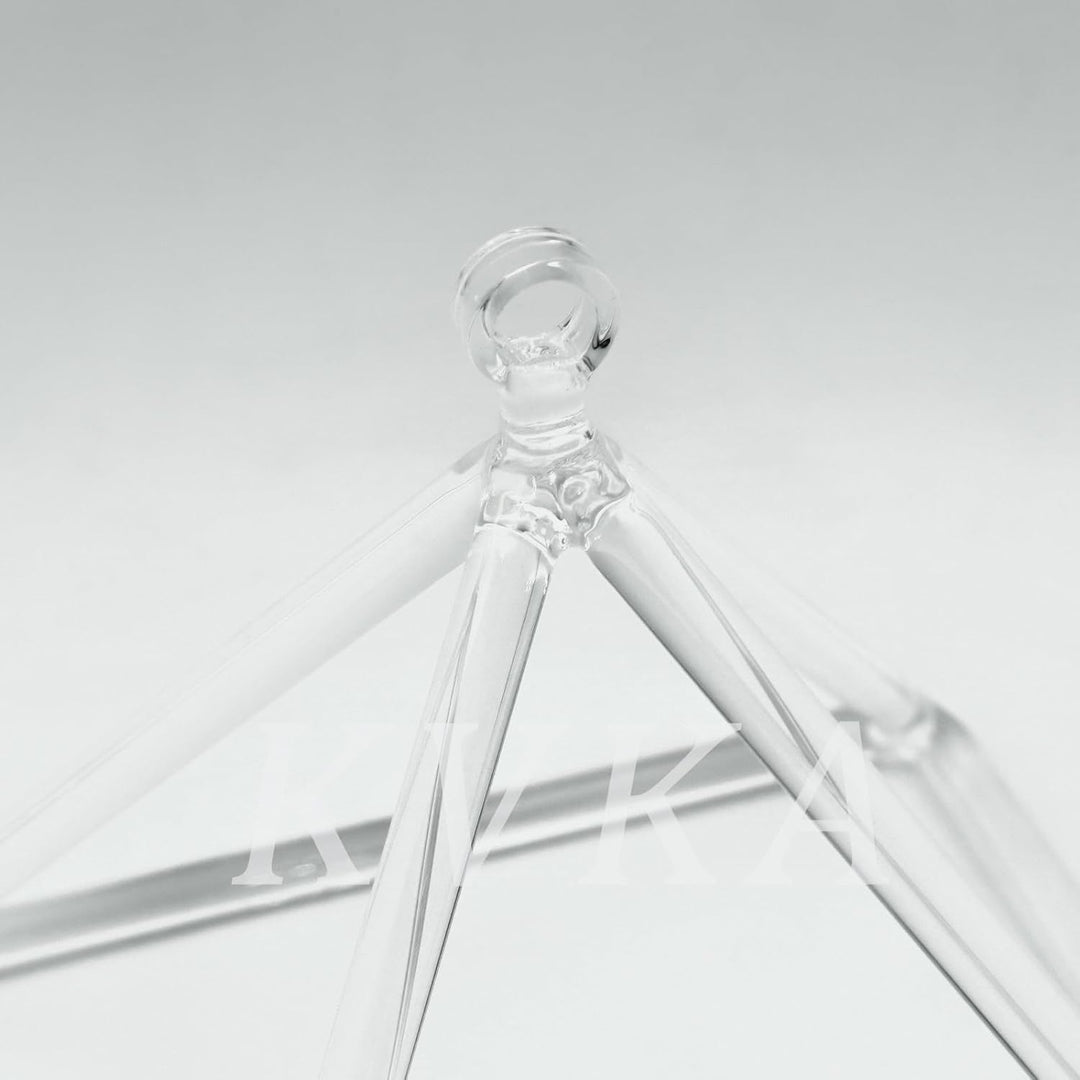 KVKA Transparent Crystal Singing Pyramid with Mallet & Bag - Elegant Sound Healing Decor for Meditat