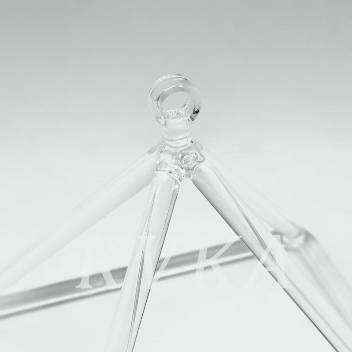 KVKA Transparent Crystal Singing Pyramid with Mallet &amp; Bag - Elegant Sound Healing Decor for Meditat