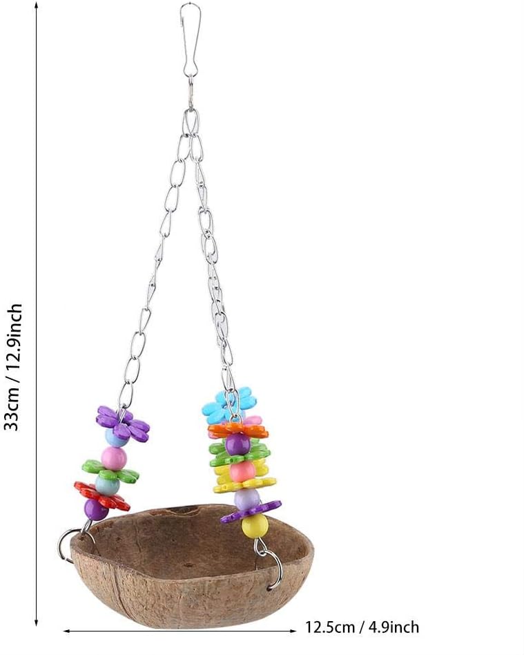 Papagei Nest,Natürlich Kokosnuss schalen Nest Acryl Schaukel Hängematte Spielzeug füttern Anlage für