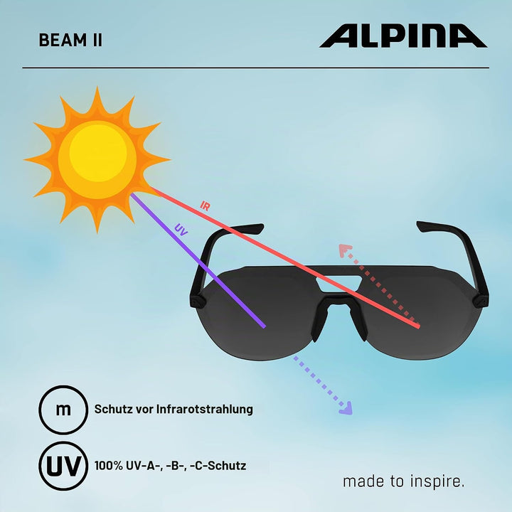 ALPINA Unisex Sonnenbrille Sonnenbrille (1er Pack) Einheitsgrösse Ganz Schwarz Matt, Einheitsgr&amp;