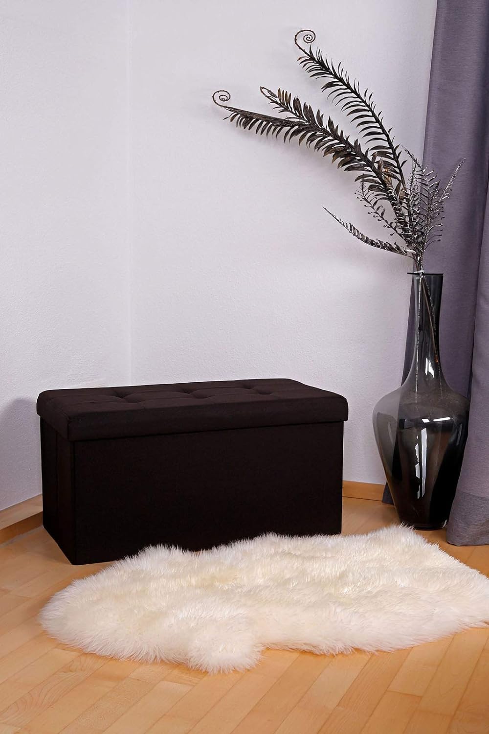dibea Sitzhocker faltbar max 300 kg Leinen, 76x38x38 cm braun, 76x38x38 cm Braun