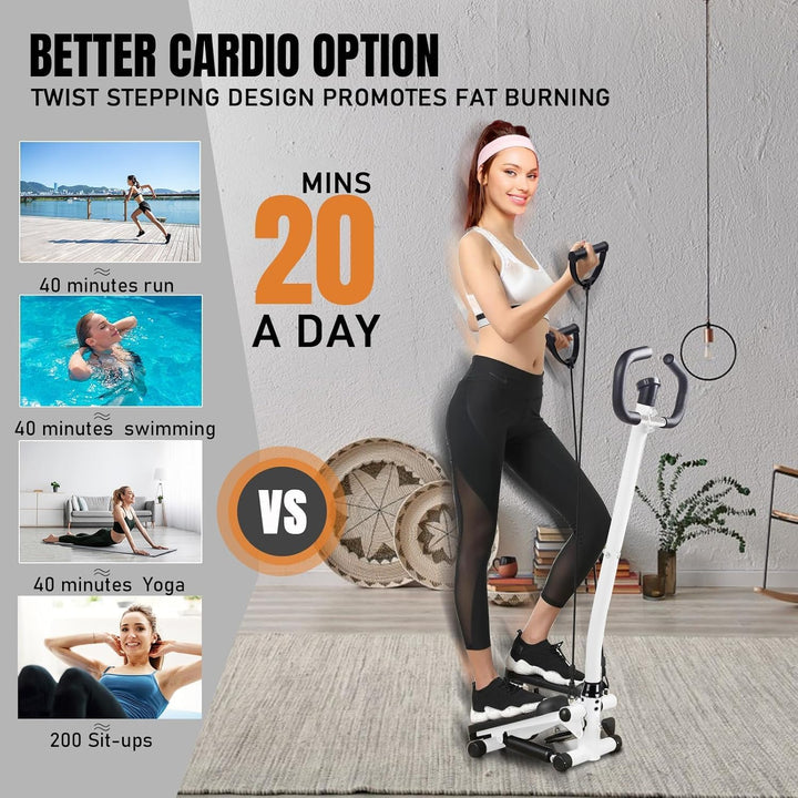 2 in 1 Swing Side Stepper mit LCD-Schirm und Handgriff, 150kg Up-Down Swing Stepper Bein Arm Trainer