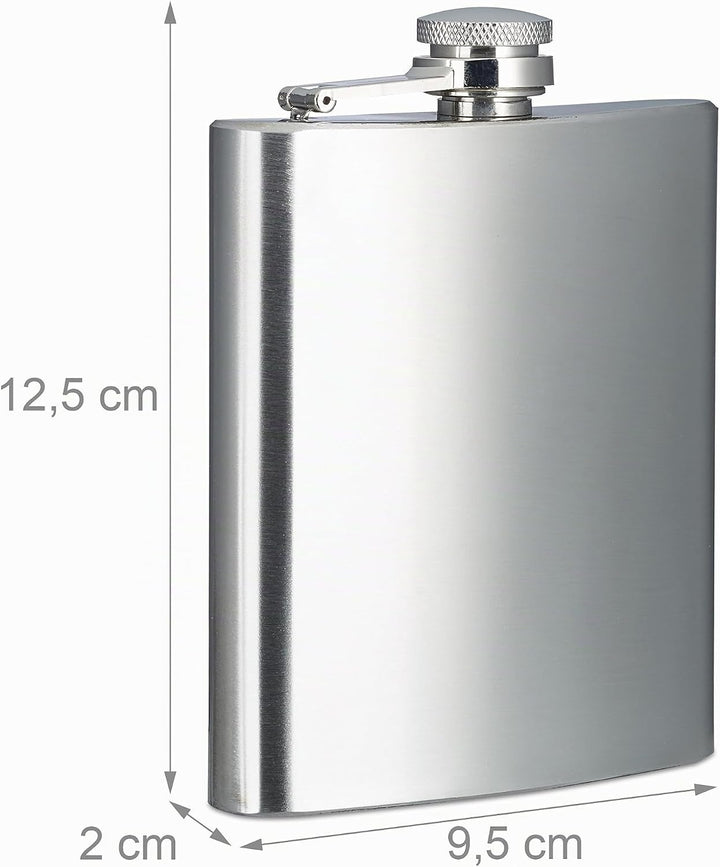 Relaxdays Flachmann 10er Set, 200 ml, Edelstahl Schnapsbehälter für unterwegs, Taschenflasche Schrau