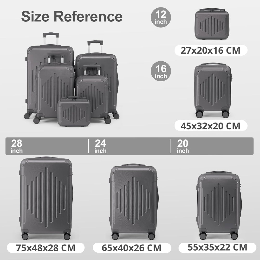 LALAHO Zwillingsrollen Reisekoffer Koffer Trolleys Hartschale M-L-XL-Set (Dunkelgrau, M, 55CM) Dunke