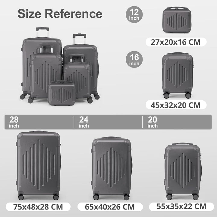 LALAHO Zwillingsrollen Reisekoffer Koffer Trolleys Hartschale M-L-XL-Set (Dunkelgrau, M, 55CM) Dunke