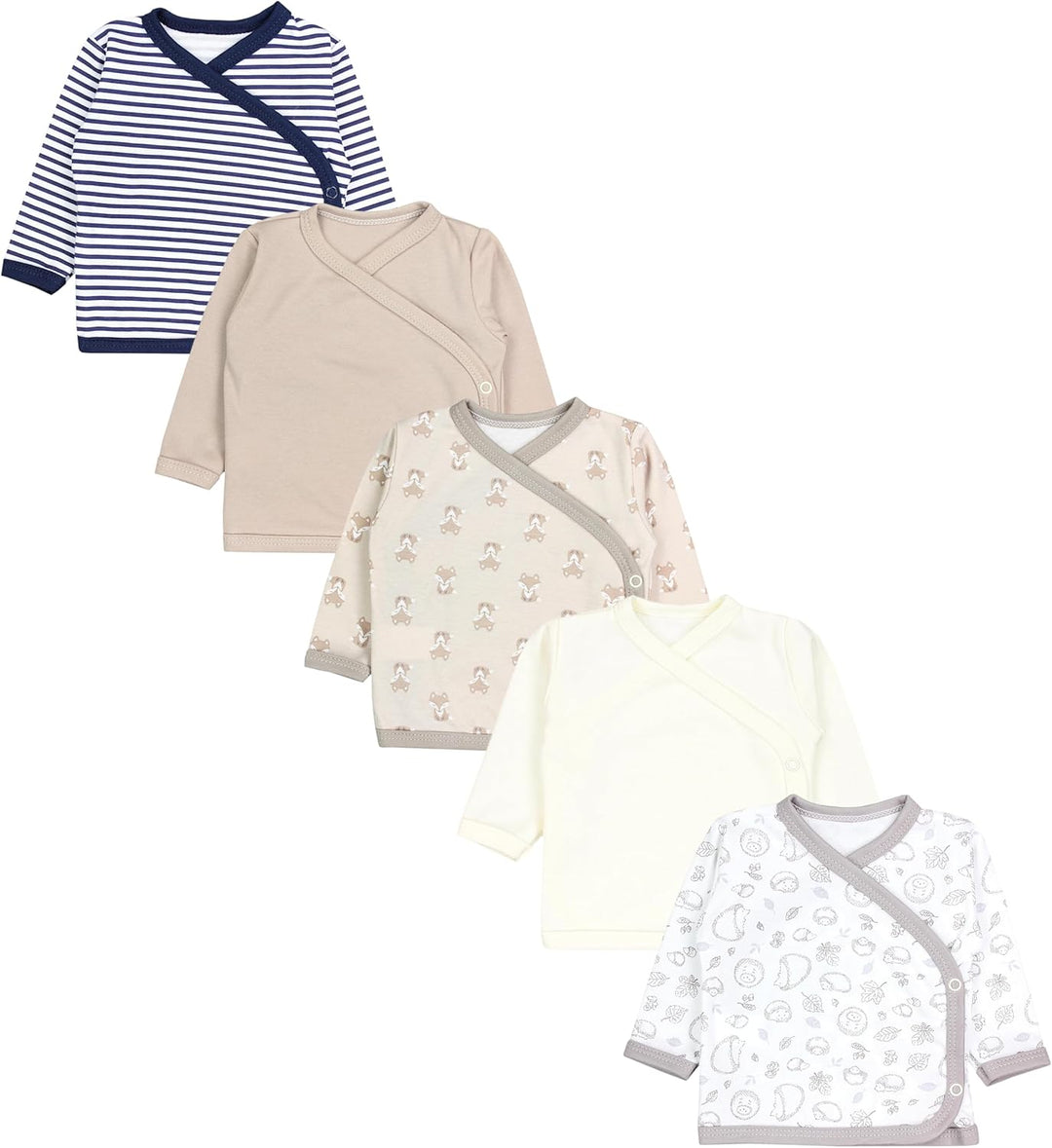 TupTam Baby Langarm Wickelshirt 5er Set aus Oeko-TEX zertifizierten Stoffen Unisex, 50 Igel F&#xFC;c