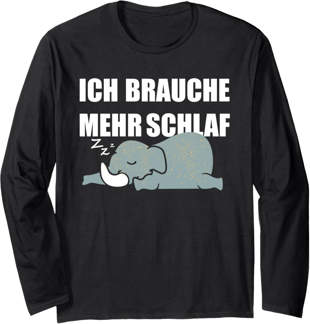 Ich brauche mehr Schlaf! - schlafender Elefant Langarmshirt