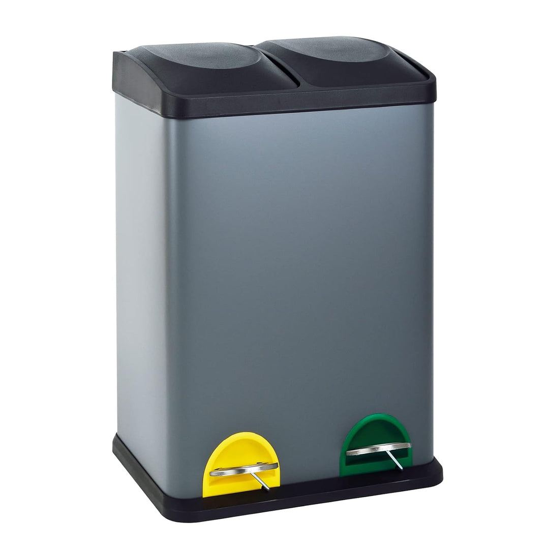 SVITA TC2X20 Küchen-Eimer 40Liter Fassungsvermögen 2x20L Abfalleimer 2er-Mülleimer Mülltrennung Tret