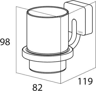 Tiger Impuls Becherhalter und Zahnputzbecher, Edelstahl gebürstet, Echtglas gefrostet, 82x98x119 mm