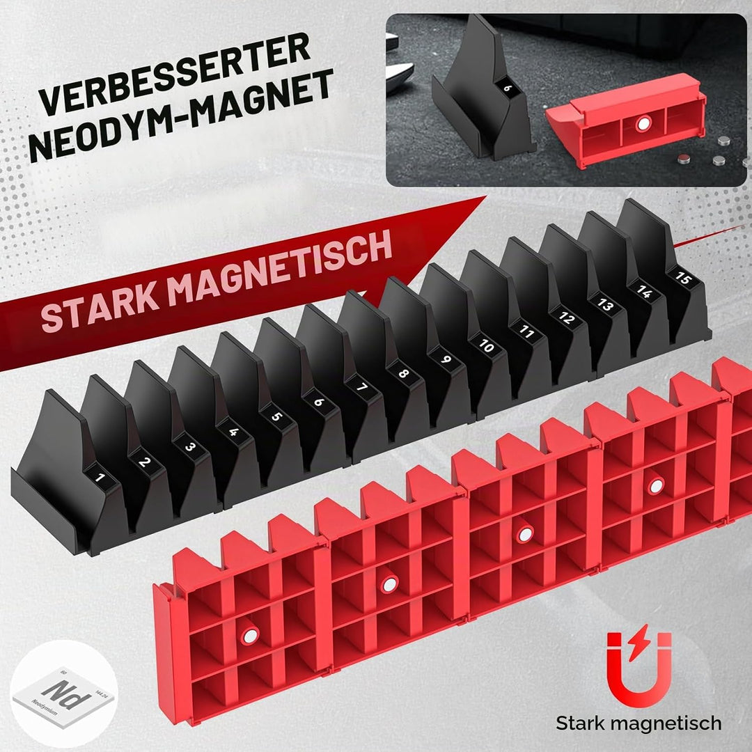 Magnetische modulare Schraubenschlüssel-Organizer für Werkzeugschubladen, 42-Stück Schraubenschlüsse