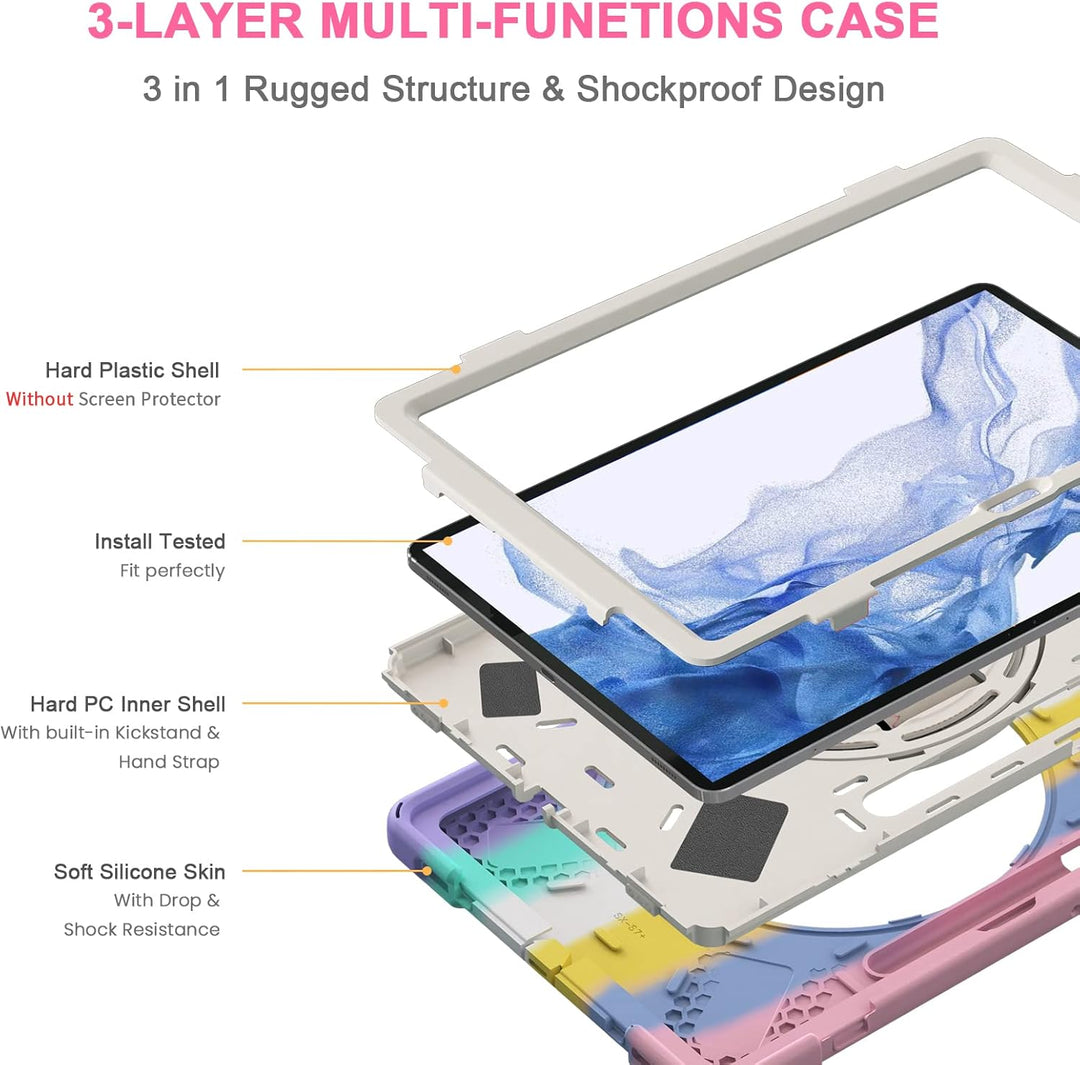 Gerutek Hülle für Samsung Galaxy Tab S7 FE/Tab S8 Plus/Tab S7 Plus 12,4 Zoll, Stossfeste Robust Panz