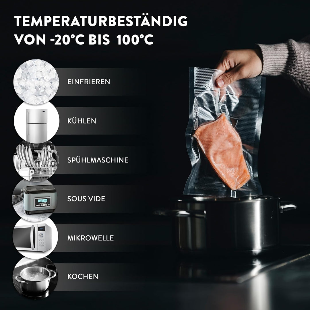 GustoVac Premium 100 Stk Vakuumierbeutel 20x30 geprägt - Made in Germany - Vakuum Beutel für Vakuumi