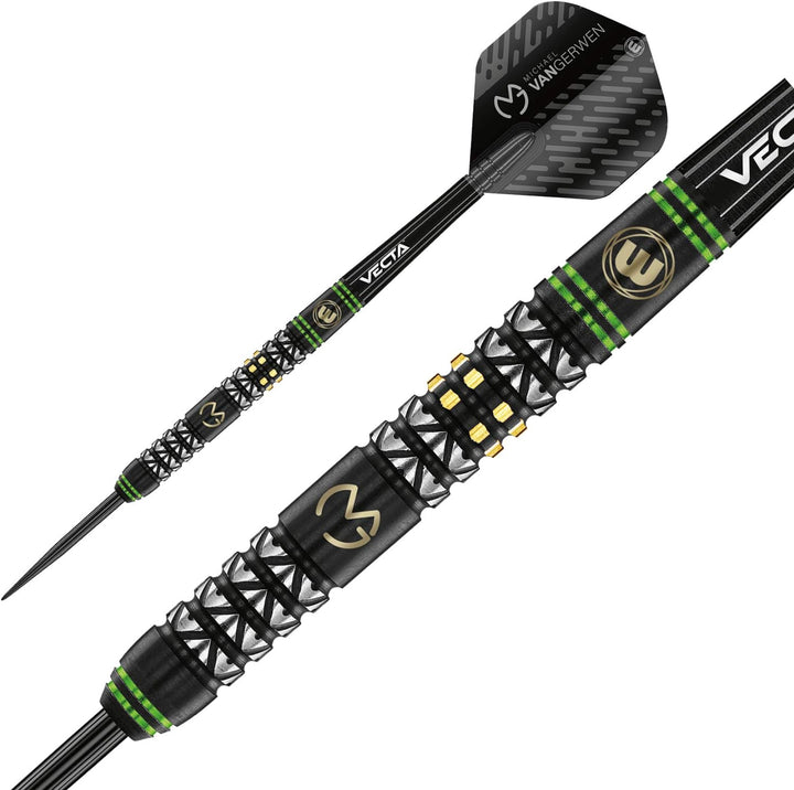 WINMAU Michael Van Gerwen MvG Vantage Tungsten Steeltip Darts Set 24 Gram with Prism Flights and Vec