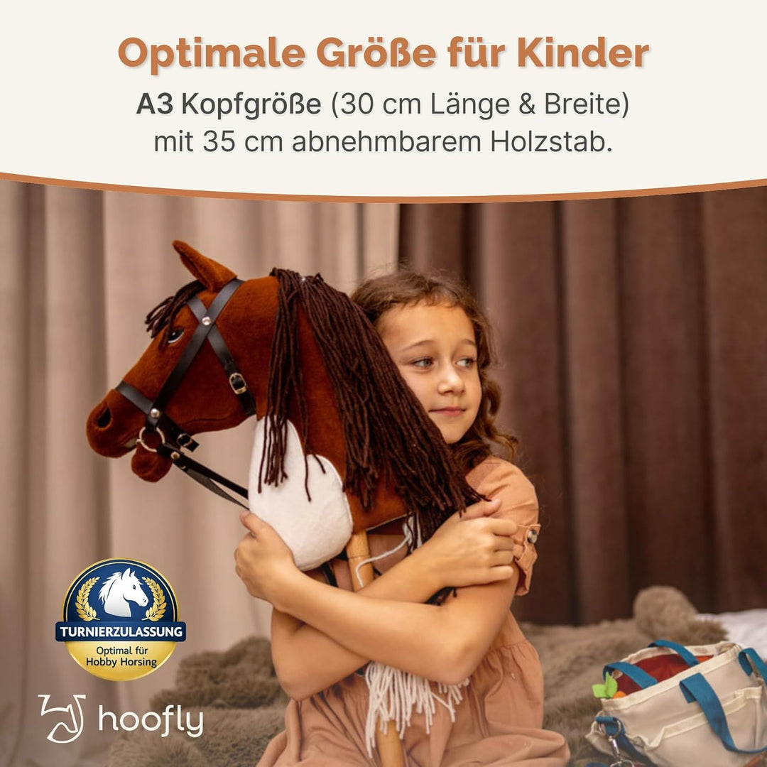 Hobby Horse Set – Grosses Steckenpferd für Kinder mit Decke & Fliegenhaube | Komplettes Hobby Horsin