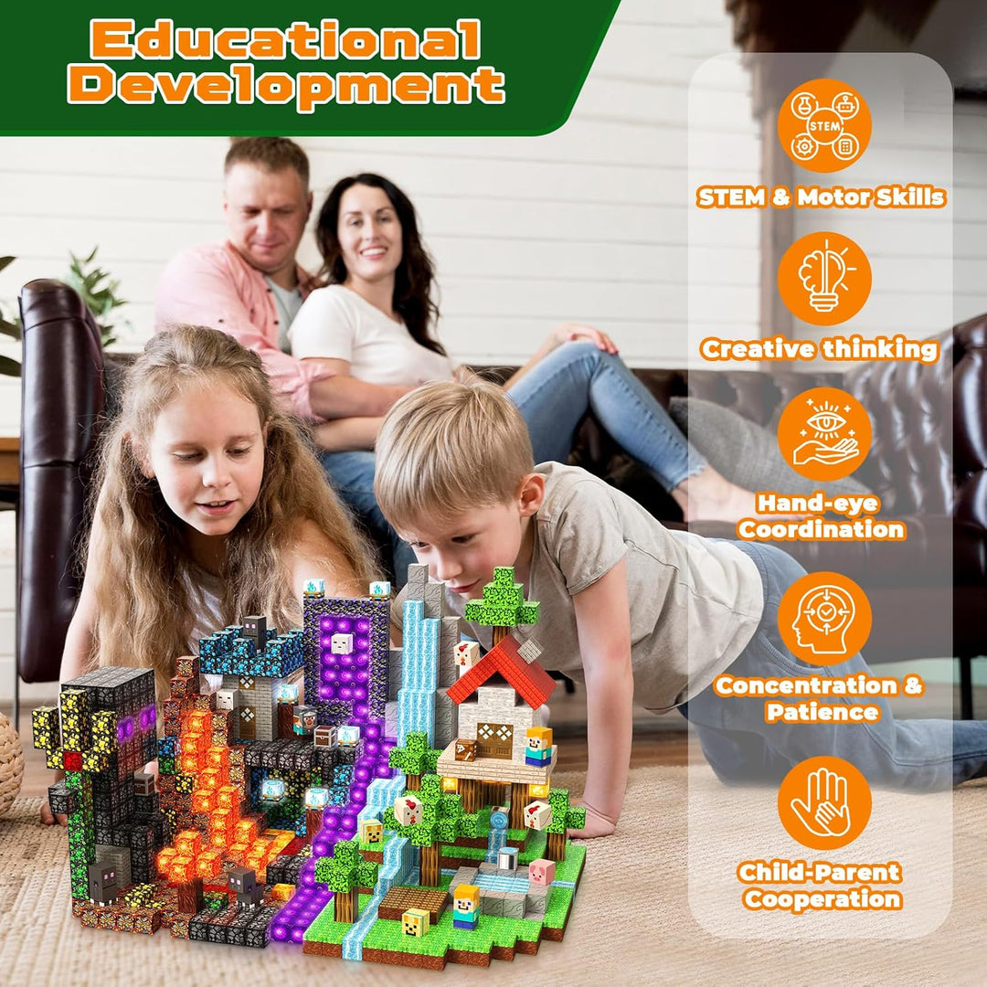 Magnetische Bausteine Wald-Portal Set 200 Teile - Lava & Felsen - Baue Magnetische Blöcke Spiel - Ma