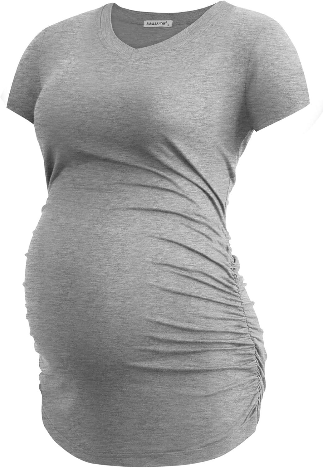 Smallshow Damen Umstandstop V Hals Schwangerschaft Seite Geraffte Umstandskleidung Tops T Shirt 3 Pa