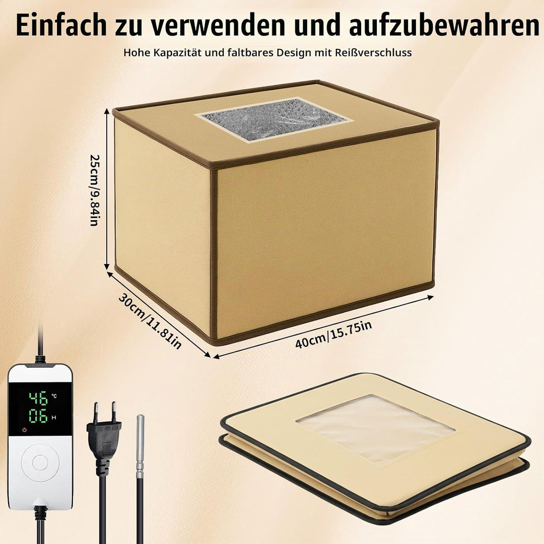 Brot Gärbox Sauerteig – Elektrischer Teigbox mit Temperatur- und Timersteuerung, Faltbare Brot Gärsc
