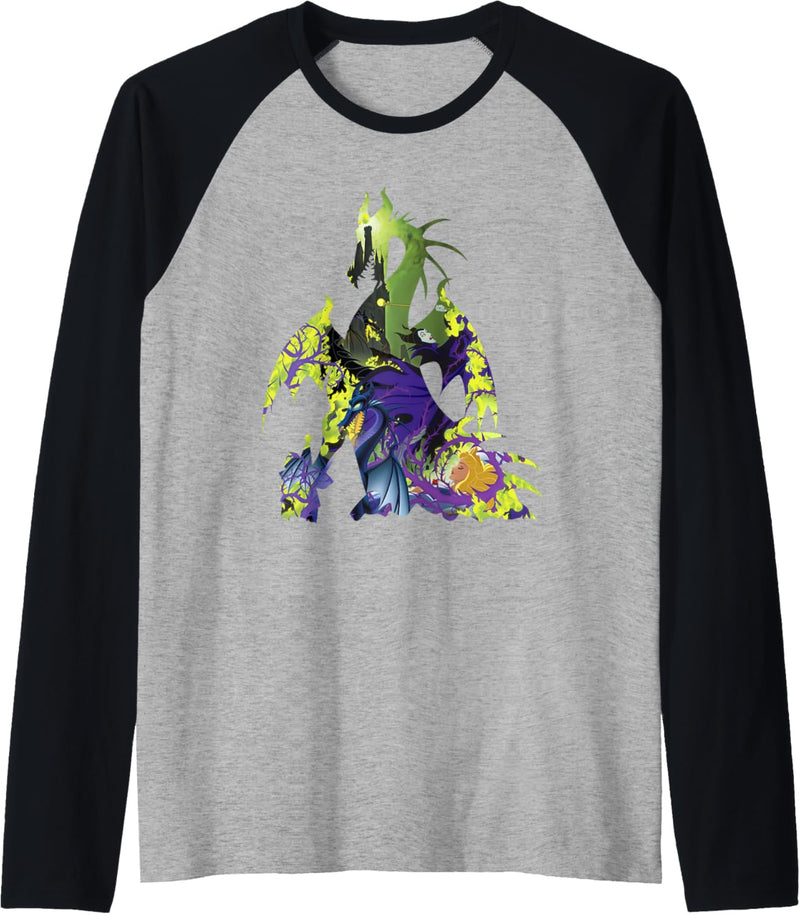 Disney Sleeping Beauty Maleficent Dragon Silhouette Raglan