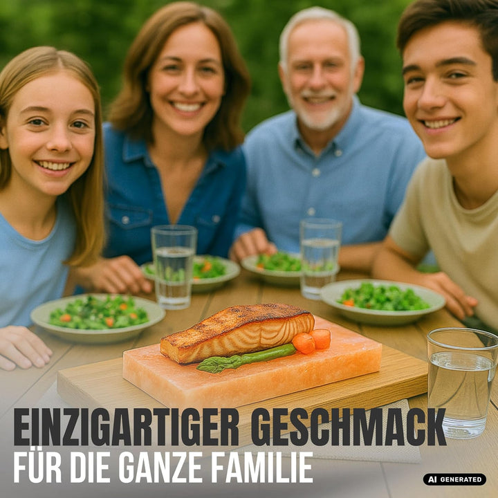 Salzstein Grill 2er Set mit Geschenkverpackung - BBQ Grillstein aus Gebirgssalz für intensiven Gesch