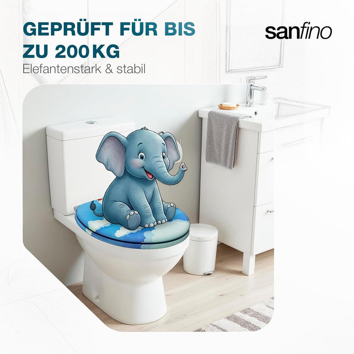 SANFINO® Premium WC Sitz mit Absenkautomatik – hochwertige Toilettendeckel aus Holz, viele bunte Mot