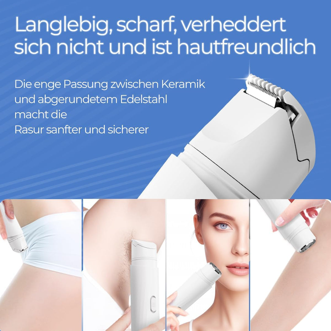 Damen-Elektrorasierer, IPX7 wasserdicht, für Nass- und Trockengebrauch geeignet, Doppelköpfe für Bei