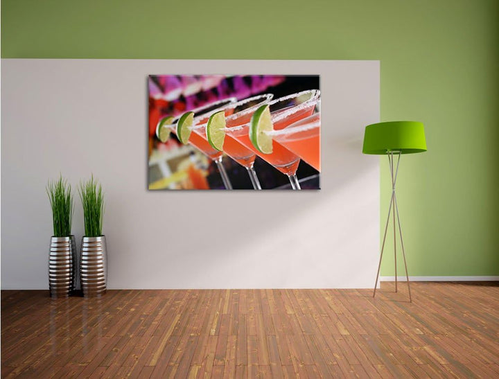 erfrischende Singapur Sling Cocktails Format: 100x70 auf Leinwand, XXL riesige Bilder fertig gerahmt