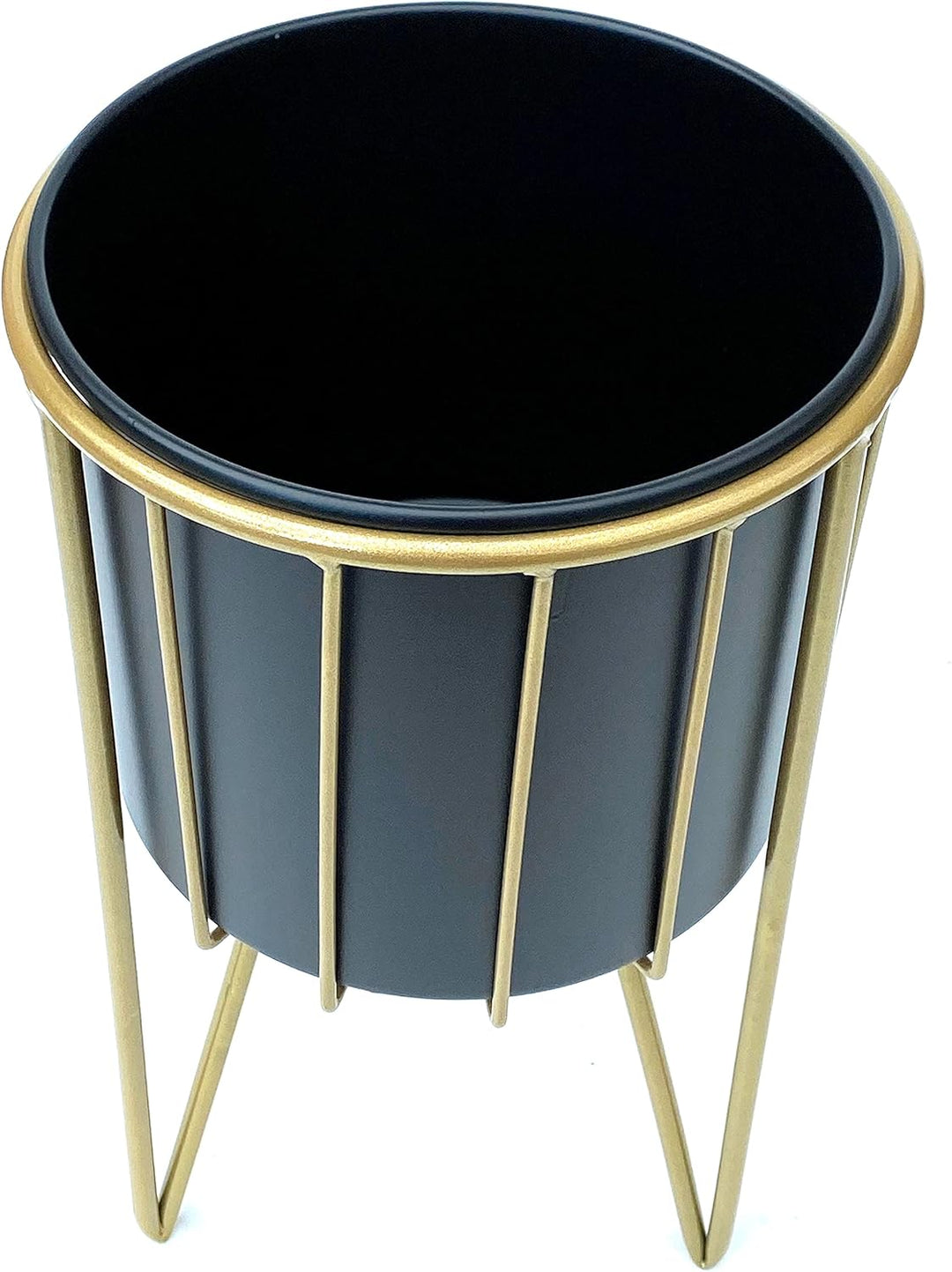 DanDiBo Blumenhocker mit Topf Metall Gold Schwarz Rund 2er Set Blumenständer 96039 Blumensäule Moder
