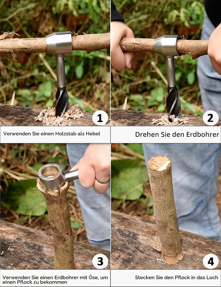 Survival Tool für Bushcraft-Siedler, manueller Bohrerschlüssel, Scotch Eye-Schneckenbohrer und Handl