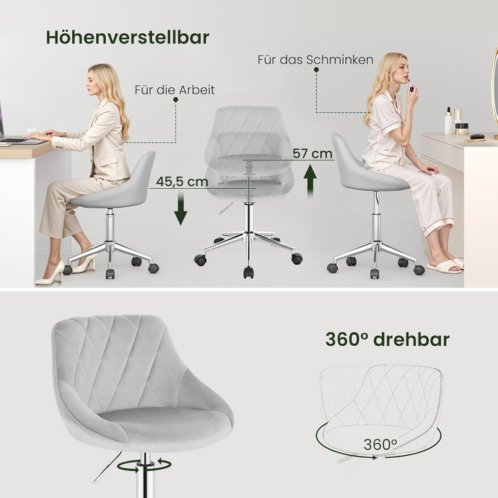 EUGAD 1x Bürohocker Rollhocker Arbeitshocker Kosmetikhocker Schreibtischstuhl Drehhocker Rollstuhl B