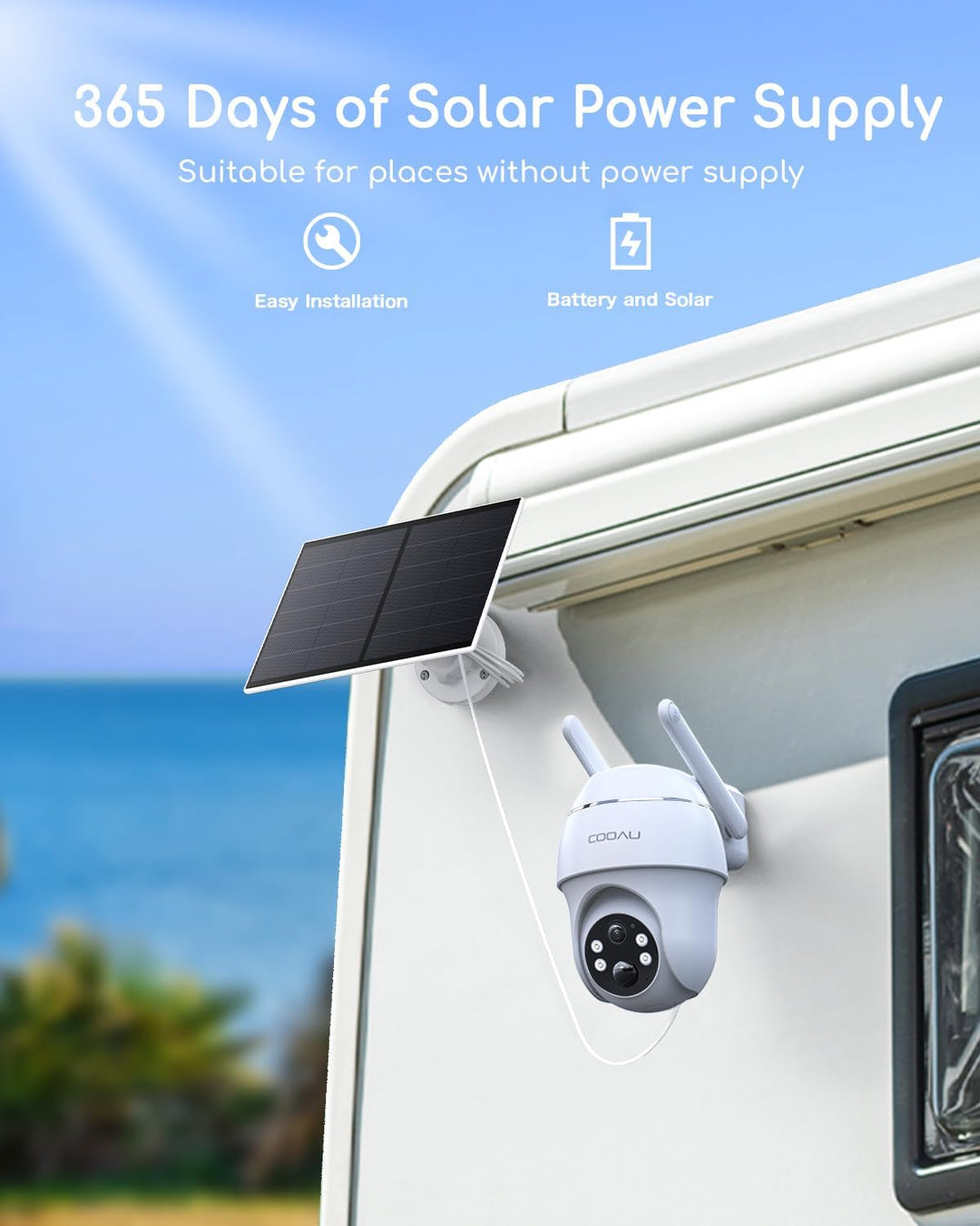 COOAU 4G LTE Überwachungskamera Aussen Akku mit SIM Karte+64GB Kartenspeicher+Solarpanel, Kamera übe