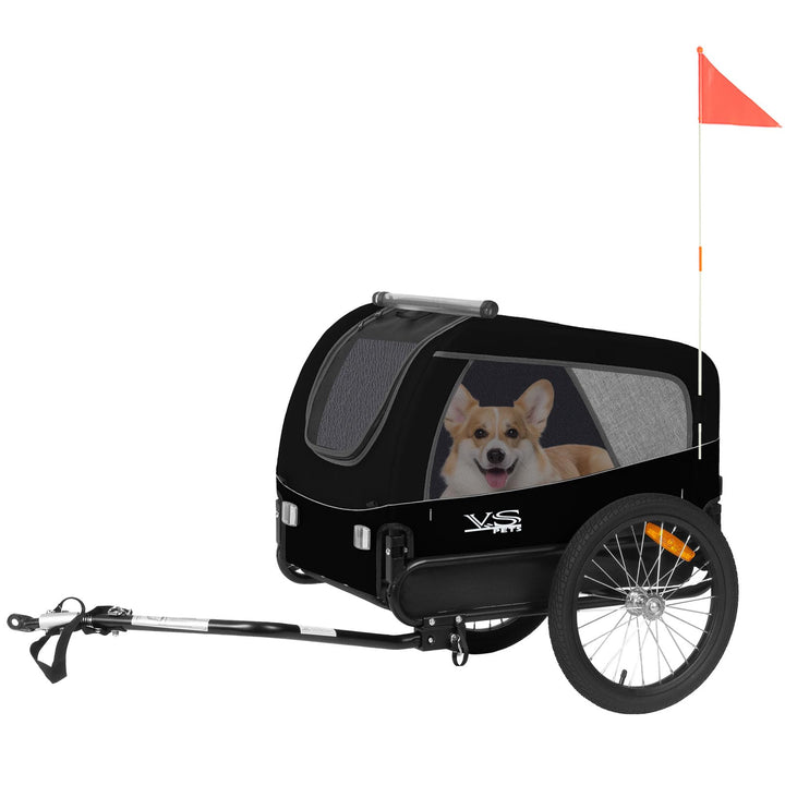 Tiggo VS Medium Hundeanhänger Fahrradanhänger für Hunden bis 23kg Schwarz, Schwarz