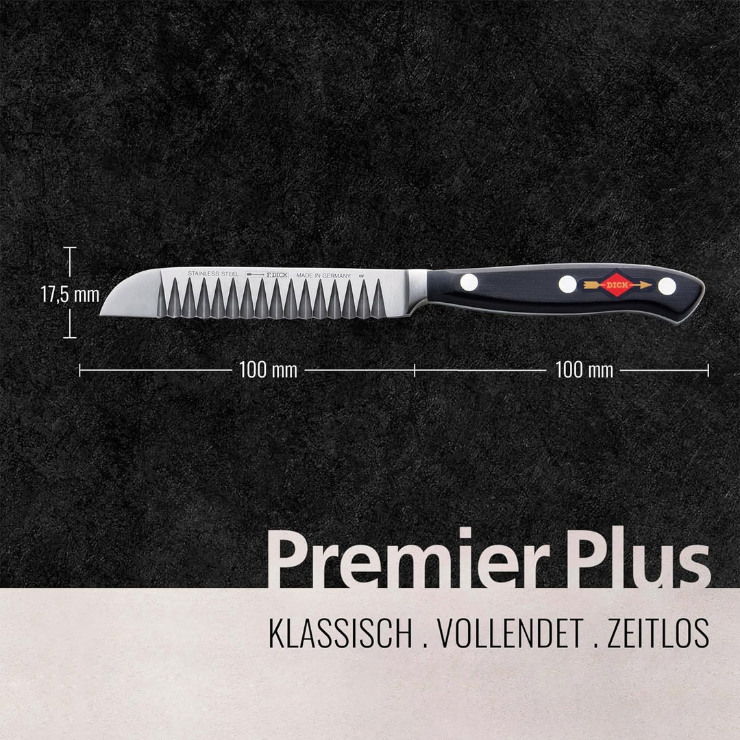 F. DICK Buntschneidemesser, Premier Plus (Messer mit Klinge 10 cm, X50CrMoV15 Stahl, nichtrostend, 5
