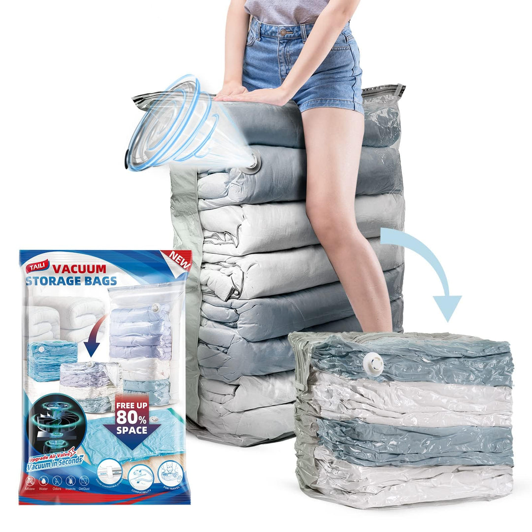TAILI Würfel Vakuumbeutel für Kleidung, Jumbo 6 Pack (80x100x38 cm), Extra grosse Vakuum Kleiderbeut