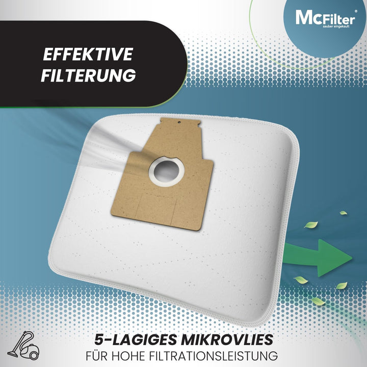 McFilter I 10 Staubsaugerbeutel geeignet für Siemens Dynapower XXL, Dynapower XXL Parquet Spec, VS 0