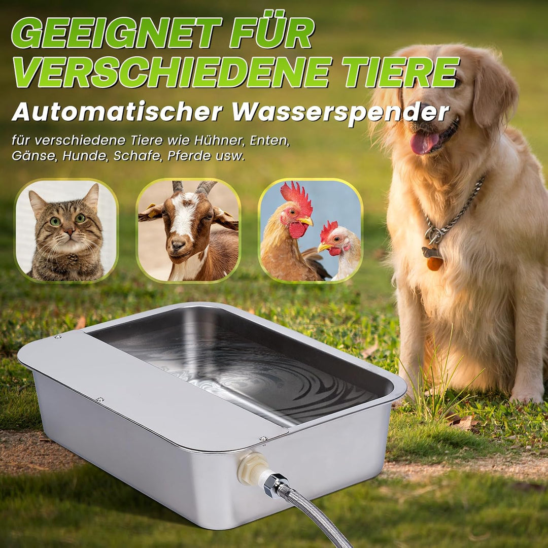 Hundebecken Automatischer Hundewasserspender,11 Liter Outdoor Dog Watere Edelstahl-Wassernapf für gr