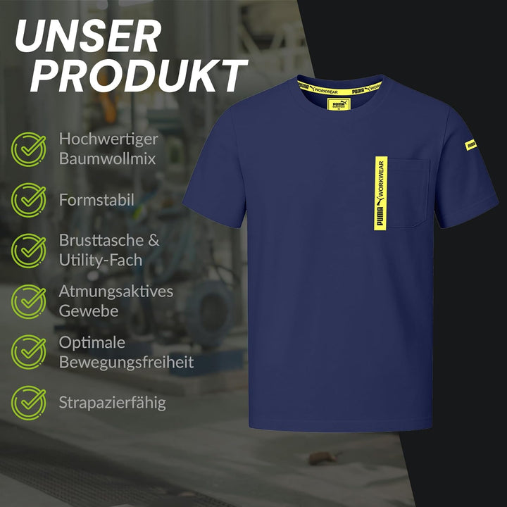 PUMA Workwear Advanced Kollektion - T-Shirts für Herren - Brusttasche und Utility Fach an der Schult