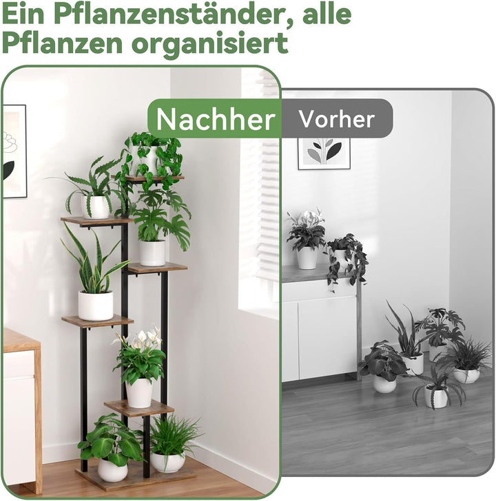 6 Etagen Blumenständer Pflanzenständer Innen, Eck-Pflanzenablage Metall, Platzsparender Pflanzenrega
