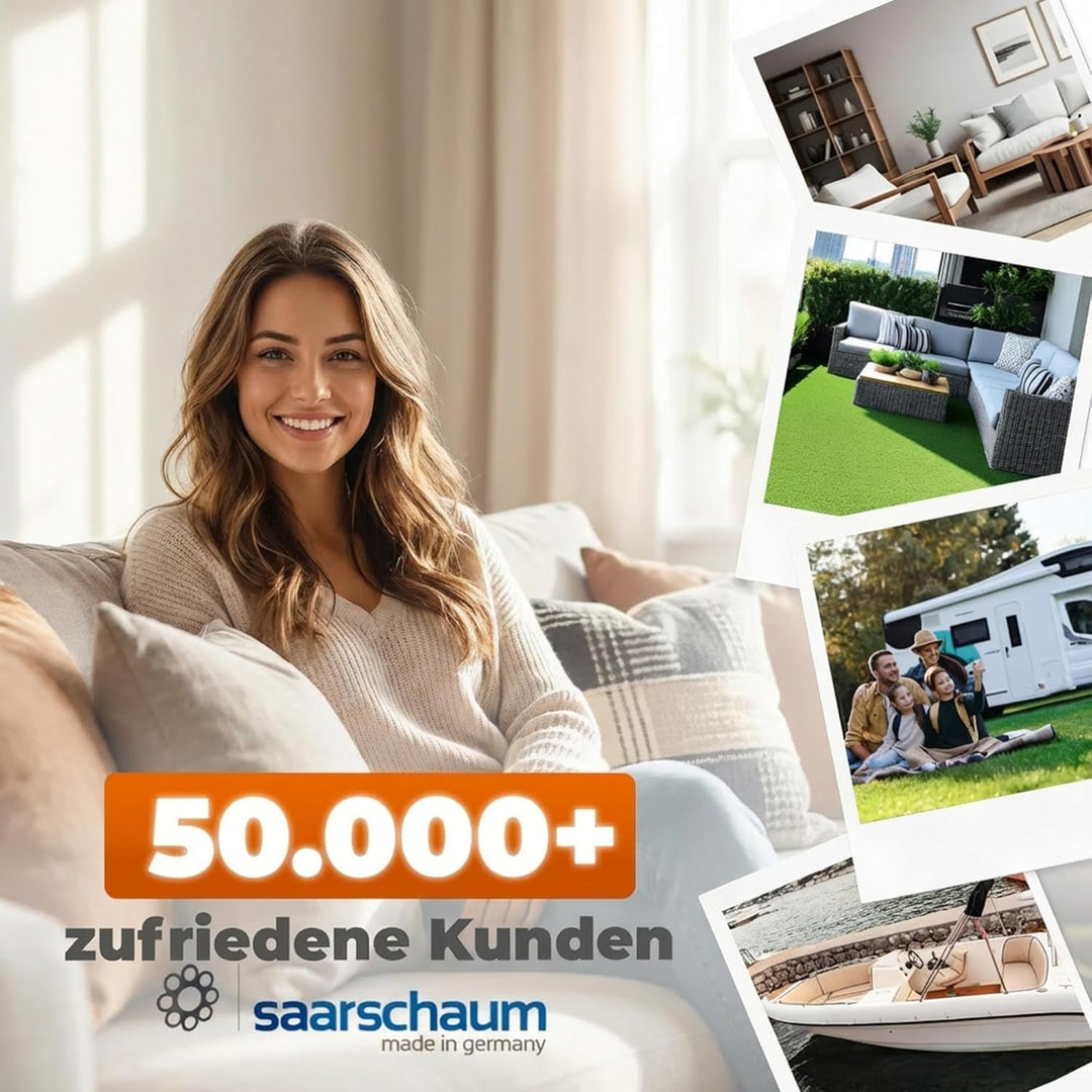 saarschaum Polster Schaumstoff für Sitzkissen • Komfortschaum • Zuschnitt 60 x 40 x 10 cm • RG 35/55