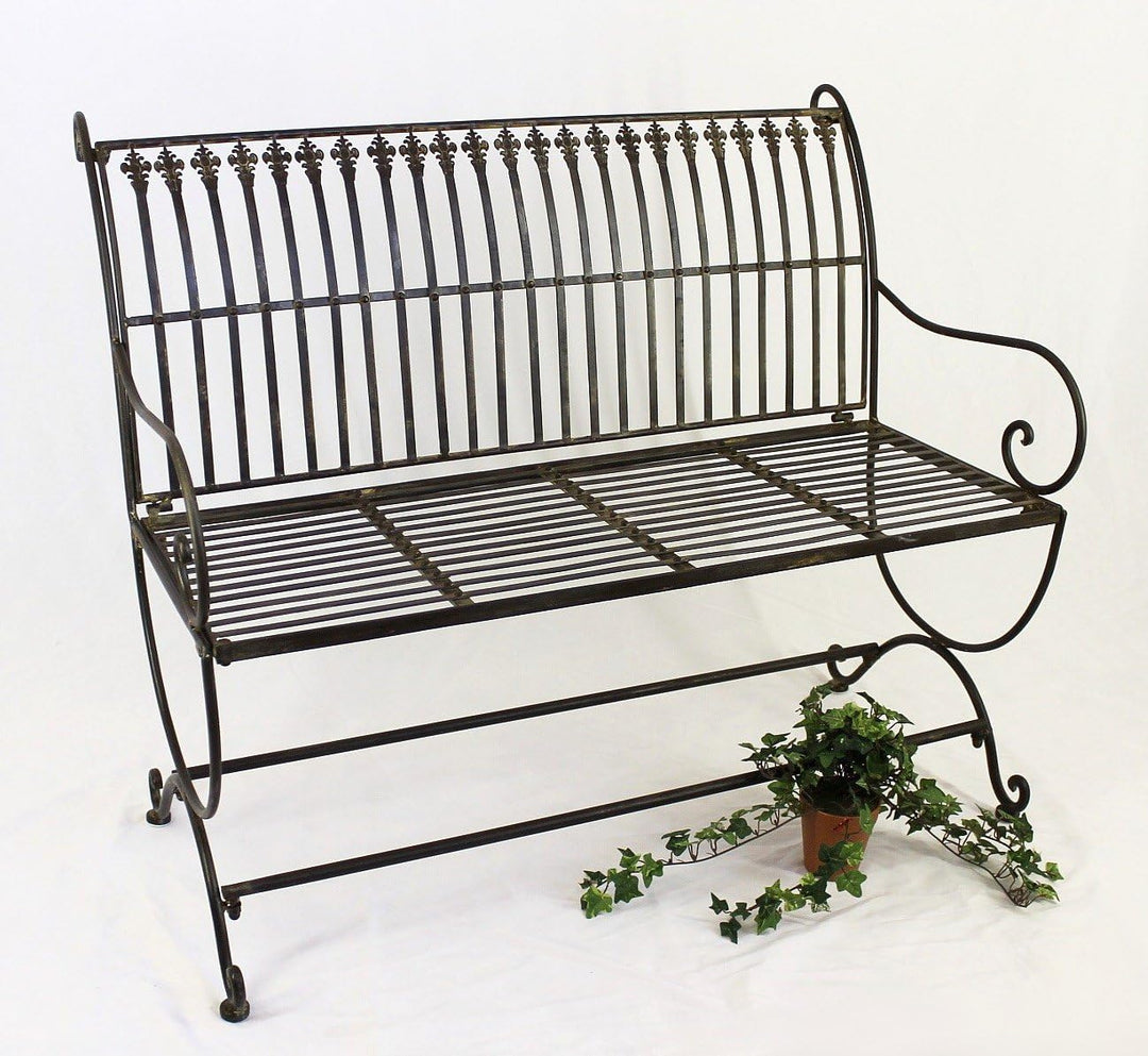 DanDiBo Gartenbank Metall Braun Wetterfest 2-Sitzer Finca 102 cm Bank Garten Sitzbank Eisen
