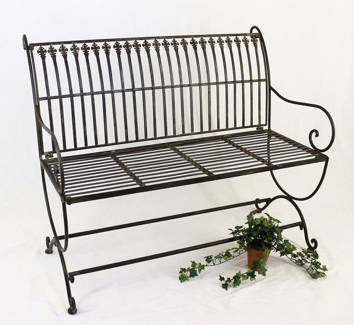DanDiBo Gartenbank Metall Braun Wetterfest 2-Sitzer Finca 102 cm Bank Garten Sitzbank Eisen