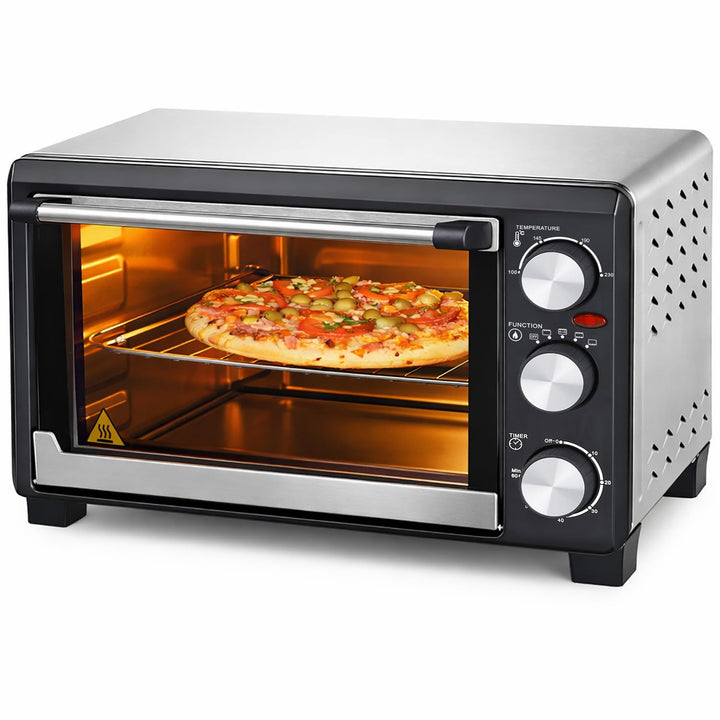 Syntrox 18 l Kleiner Mini Backofen Bokabu | Miniofen | Pizzaofen | Pizzabackofen, 1200 Watt, mit Tim