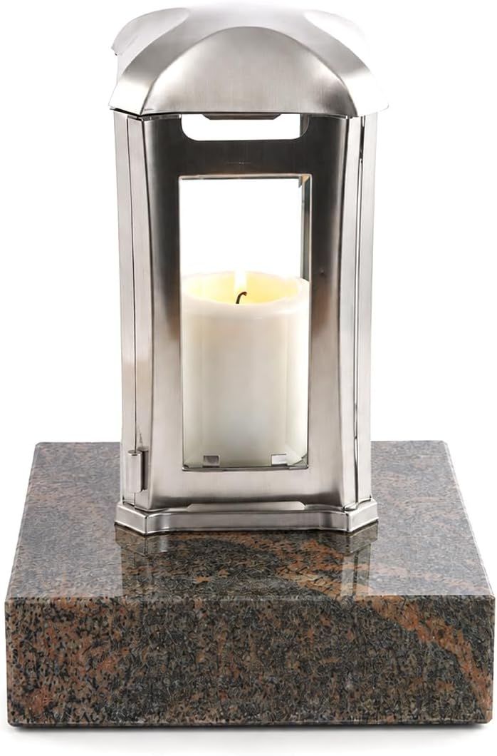 designgrab AEL5AGB1Gnei Grablampe Venezia aus Edelstahl, Silber, 13 x 13 x 24 cm