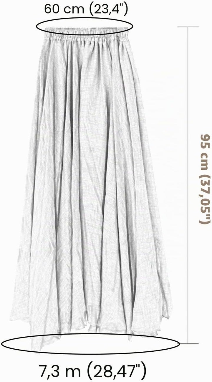 FEOYA Baumwolle Leinen Maxirock Boho Sommer Rock Double Layer Elastische Taille Faltenrock Frauen Ei