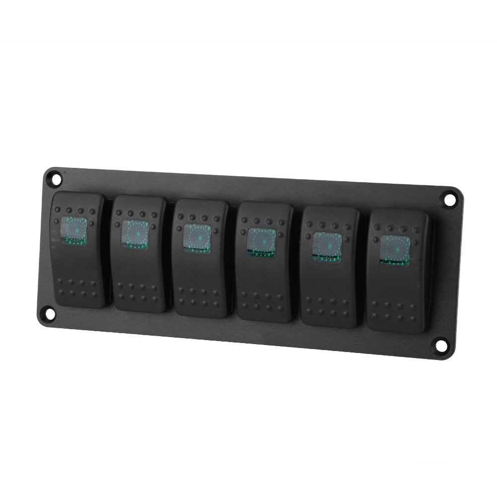 6 Gang LED Switch Panel, 12-24V 6 Gang Schalter Rocker Switch Panel Wippschalter Panel LED Switch Pa